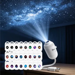 Smart Holografischer 5D Sternen&Ozeanprojektor,Projektor Lampe (24PCS) | 360° Verstellbar Holografischer Nachtlicht Projektor für Schlafzimmer Innenbeleuchtung