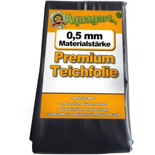 Aquagart Teichfolie PVC 10m x 2m 0,5mm schwarz Folie für den Gartenteich