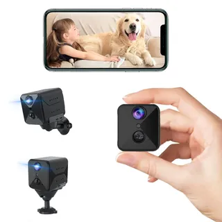 javiscam Mini Kamera,4K Überwachungskamera,Kamera Überwachung Innen,WiFi Camera Live Übertragung Handy,Kameras mit Hochkapazitäts-2800mAh Akku,Bewegungsmelder,Nachtsicht SD/Cloud-Speicher