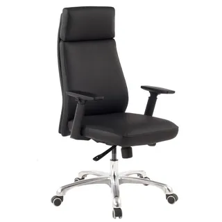 KADIMA DESIGN Kadima Design, Bürostuhl: Ergonomisches verstellbare Armlehnen, Aluminium-Fußkreuz, 120 kg Belastbarkeit. 75x68x118 cm | Echtleder Schwarz, Leder, Sternfuß, 75x118x68 Arbeitszimmer, Bürostühle, Chefsessel