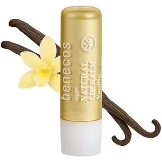 Benecos Natural Lip Balm vanilla - cremiger Lippenbalsam mit Vanilleduft - feuchtigkeitsspendender Pflegestift mit Bio-Sheabutter & Jojoba - vegan & palmölfrei