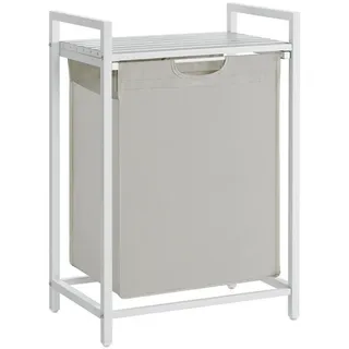 VASAGLE Wäschesammler mit Ablage, abnehmbar, Metallrahmen, weiß