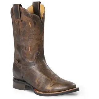 Stars & Stripes WB-59 Westernstiefel Braun – Handgefertigte Leder-Boots mit mehrfarbigen Stickereien & Goodyear-Sohle - 45 EU