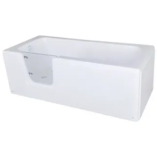 Belvit Badewanne für Senioren mit Tür 170 cm, Rechteckige Badewanne barrierearm, Dusch-Badewanne mit niedrigem Einstieg, rechts oder links weiß