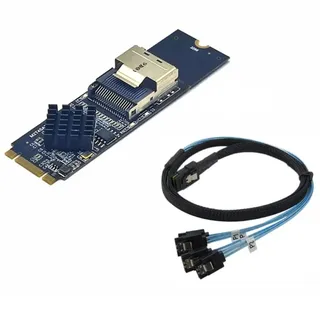 Asuinxurr M.2 NVME zu Mini SAS SFF-8087 Erweiterungskarte Unterstützt 4 Port SATA3.0 6 Gbit/S HDD SSD SATA Controller SFF8087 zu M2 NVME Einfache Installation Einfach zu Bedienen