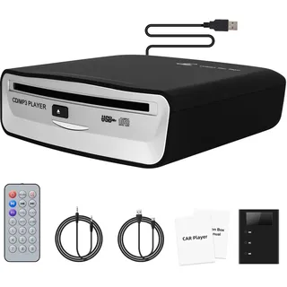 Auto CD Player mit USB-Anschluss - Timzeit Extern Universal CD Player für Auto PKW LKW mit AUX-kabel und Fernbedienung, Externes CD Laufwerk für Laptop, PC, Fernseher, kompatibel mit Android Autoradio