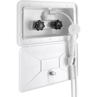 FUROMG RV AußEndusche Box Mit Heiß/Kalt Schalter Duschkopf Wohnmobile Wohnmobi ZubehöR Wohnmobilduschen AußEndusche Camping Dusche Duschkopf Wohnmobil (Weiß)