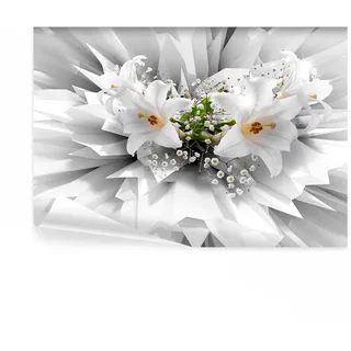 decomonkey Fototapete 3d Effekt Blumen Lilien 300x210 cm XL Tapete Wandbild Bild Fototapeten Tapeten Wandtapete Abstrakt Modern