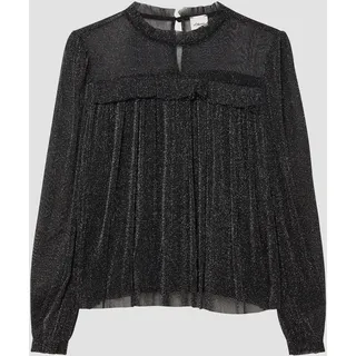 s.Oliver Festliches Shirt aus Glitzermesh mit Rüschen - schwarz - 158/164