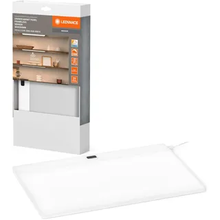 LEDVANCE Unterschrankpaneel rahmenlos, 30x20 cm, 7.5 W, 450 lm, 3000/4000/6500 K, warmweiß/kaltweiß/Tageslicht, CCT dimmbar, weiß, Kunststoff (PC), IP20