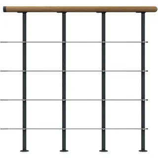 DOLLE Brüstungsgeländer Boston Startset 100 cm Anthrazit Handlauf Eiche FSC®