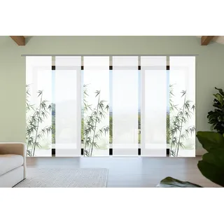 home in green Schiebegardine HOME IN GREEN "RUFUS", grün, B:60cm H:245cm, Polyester, Gardinen, Bambusoptik, SET, recycelt, Digitaldruck