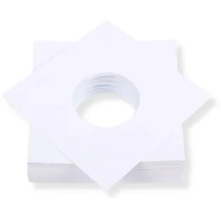 100 St. Single 7“ Deluxe Innenhüllen 180x180 mm reinweiß für Vinyl Schallplatten ungefüttert 90 gr Papier mit Innenloch