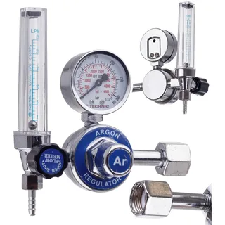 TC TECHNIC Professional Druckminderer, für Argon, Co2, Durchflussmesser, MAG, WIG Schweißen, Eingang: 0-200 Bar, Ausgang: Max. 4 Bar