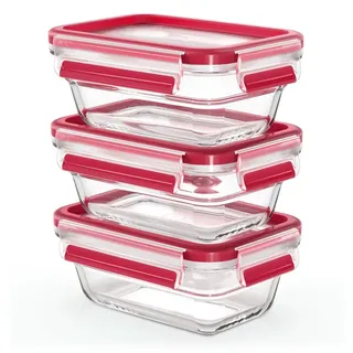 Emsa Clip & Close Glas 0,45 Liter, 3er Set - Bunt