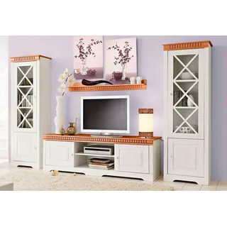 OTTO home Home "Lisa", (Set 3-St) bestehend aus zwei Vitrinen und einem Lowboard, massives Kiefernholz