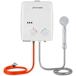 ThermoMate AZ132 5L Tankless Gasdurchlauferhitzer, sofortige tragbarer Propangasdusche 10kW, Reinkupfer-Wärmetauscher, für Camping, Boot, Wohnmobil