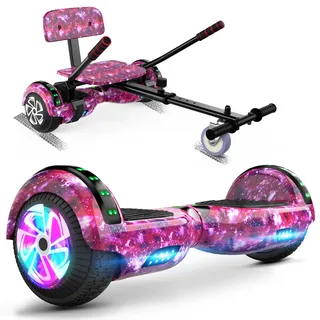 SISIGAD Hoverboard für Kinder, 6,5 Zoll Hoverboard mit Bluetooth und LED-Licht, leistungsstarker Doppelmotor, Geschenk für Kinder, HY-A02C-Sternenhimmel blau, HY-A02C Lila Himmel