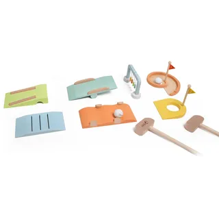 Classic World Mini-Golf Set aus Holz 11 Teile - Holzspielzeug für Kinder ab 3 Jahren - Indoor und Outdoor - für Mädchen und Jungen - 2 Golfschläger und 2 Bälle