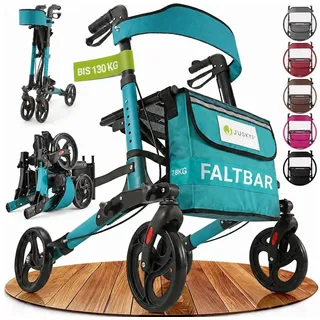 Juskys Aluminium Rollator Vital mit Sitz Petrol