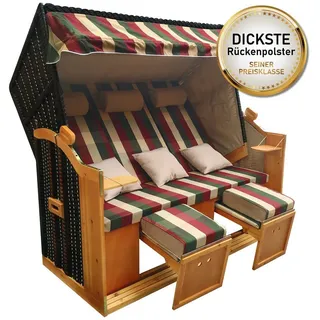 Brast XXL Strandkorb 3-Sitzer USEDOM rot/grün/beige kariert