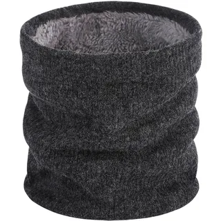 BARFULKER Winter Halsschlauch Herren Damen Warm Gefüttert Strickschal - Schlauchschal Halswärmer Gesichtsschal Fleece Loop Schal Winddichte Gesichtsmaske,Dunkelgrau - Einheitsgröße