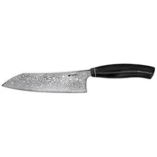 Schmiedeglut Santokumesser Santoku Essential Hochglanzpoliert G10 schwarz, Rostfreier Damaszener-Stahl mit ca. 61 HRC schwarz
