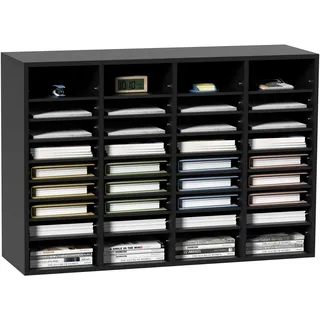 VEVOR 997 x 305 x 680 mm Briefablage Schreibtisch Organizer, 2,3–5,6 cm Einstellbar A4 Stapelbar Quer, Papierablage, Aufbewahrung Schreibtisch Ablagesystem Organisation, Ablage (Schwarz, 36 Fächer)