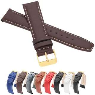 MARCHEL WB Lederarmband Gold Schließe Uhrenarmband Rindsleder Genarbt