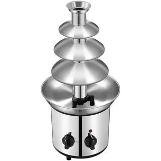 SABUIDDS Edelstahl Schokoladenbrunnen 4 Ebenen Kleiner Schokobrunnen mit Schmelzfunktion Schmilzt Käse, Queso, Süßigkeiten und Likör für Brunch, Partys, Weihnachten, Silvester