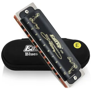 East Top Diatonic Blues Harmonica Mundharmonika 10 Löcher T008K Key of E Mundharmonika Für professionelle Spieler, Anfänger, Studenten, Erwachsene, Kinder, als bestes Geschenk