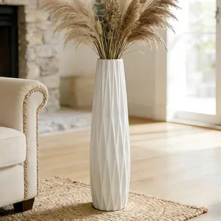 Weiße hohe Bodenvase, 71,1 cm, große Keramikvase, dekorative Blumenvasen für Moderne Wohnkultur, Wohnzimmer, Büro, Schlafzimmer, Küche, Hochzeit, Tafelaufsatz, Bauernhaus-Dekor