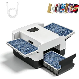 Kartenmischmaschine, Automatischer Mischmaschine Karten, Elektrische Kartenmischer Geräuscharm mit 2000mAh Wiederaufladbarer für 1-2 Decks, Card Shuffler für Phase 10, Texas Hold'em, UNO, Blackjack