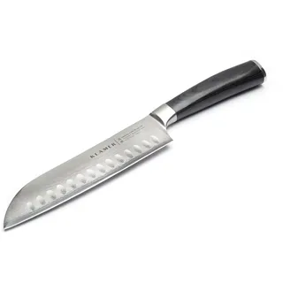 Klamer Santoku Damastmesser 18 cm Schwarz