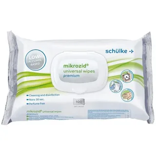 Schülke Desinfektionstücher mikrozid universal, für Flächen, alkoholisch, 20x20cm, 6 x 100 Tücher