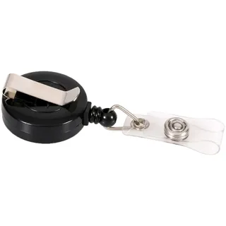 Europel Ausweisjojo für Ausweishalter, Namensschild, mit Gürtelclip und Schlaufenclip, Einziehbar 80 cm, 121281, Schwarz, 10