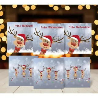 KAMACA Servietten Weihnachten Rentier Ole 33x33 cm 3-lagig – lustige Papierservietten mit Rentiermotiv und Frohe Weihnachten Schriftzug festliche Tischdeko Advent Winter (120 Servietten Rentier Ole)