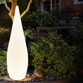 Stehleuchte Außen Gartenlampe Standleuchte Terrassenlampe mit Erdspitz zur Befestigung, Kunststoff weiß opal, 1x E27, DxH 24x80 cm