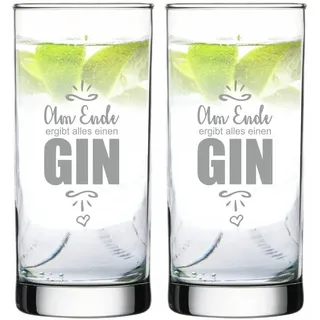 4youDesign 2-er Set Gin-Gläser | Am Ende ergibt alles einen GIN! | Geschenkidee für Männer und Frauen | Geschenk zum Geburtstag, Weihnachten, Valentinstag | Füllmenge pro Glas 485 ml