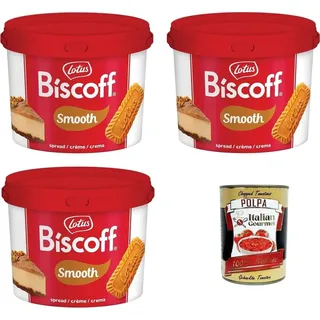 Lotus Biscoff Streichfähige Creme ohne künstliche Farb-, Geschmacks- und Konservierungsstoffe. 3x3kg + Italian Gourmet polpa 400g