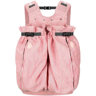 Weego TWIN – Die Original Babytrage für Zwillinge direkt nach der Geburt (bereits ab 1.800 Gramm) - einfach zu bedienen, ergonomisch, OEKO-TEX 100 - Modell „Red & White Seersucker“