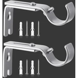 2 Stück Wandhalterung Gardinenstange Silber, 6-9cm Einstellbar