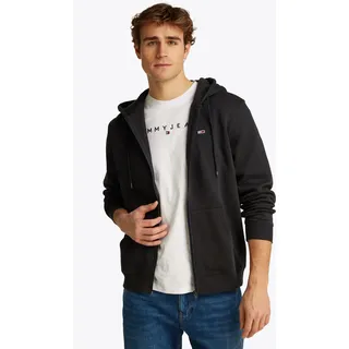 Tommy Hilfiger Sweatshirt TOMMY JEANS "TJM REG S FLAG ZIP FLEECE THRU", Herren, Gr. XXL, schwarz, Sweatware, Obermaterial: 80% Baumwolle, 20% Polyester, regular fit, breiter Bund, Sweatshirts Sweatshirt, mit bestickten Markenlogo auf Brusthöhe