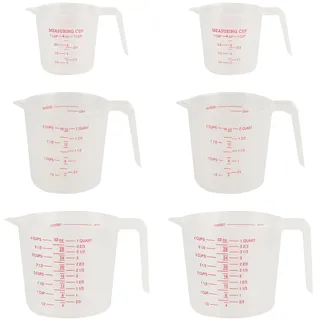 SGYKJ 6 Stück Messbecher Set Stapelbar, 250ml 500ml 1l Messbecher Set Kunststoff mit Griff & Skala, Hitzebeständig Meßbecher Transparent Lab Küche Waschmitte Farbe Futter Industrie