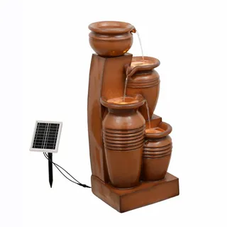 Teamson Home Solar-Gartenbrunnen, Braun, Kunststoff, 31.5x73x28.5 cm, Gartenzubehör, Gartendeko