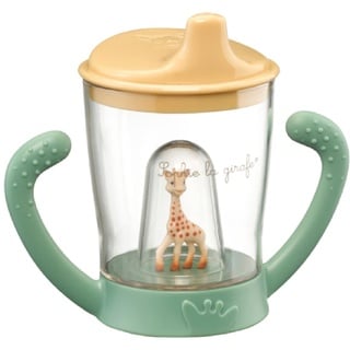 Vulli Sophie la Girafe – Auslaufsicherer Plastikbecher mit Maskottchen in Pastellfarben, 80 ml