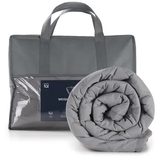 Blumtal Gewichtsdecke 135x200 cm - Schwere Bettdecke mit Obermaterial aus 100% Baumwolle, Kuscheldecke mit Glasperlenfüllung waschmaschinengeeignet - Grau