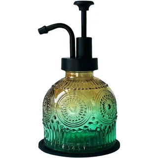 Birugen Vintage-Seifenspender für Badezimmer, Glas, Küche, Flüssigseifenspender mit Pumpe, Landhausstil, niedlich, rustikale Dekoration (grün)