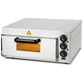 Vertes Gastro Pizzaofen mit feuerfestem Stein, Timerfunktion und Beleuchtung, Steinofen für original italienische, professioneller Steinofen