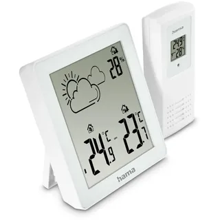 Hama Wetterstation Zakynthos Thermometer, Hygrometer, mit Außensensor, Weiß